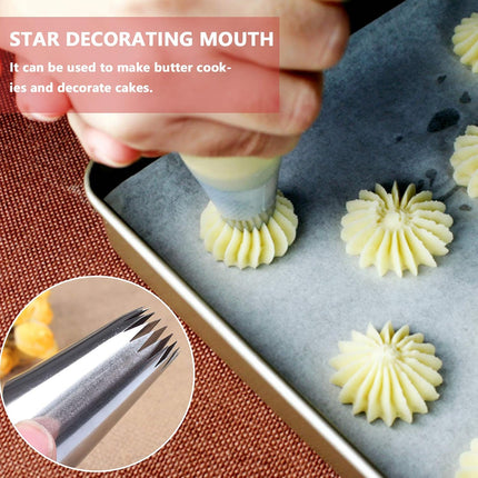 Set mit 4 großen Spritztüllen aus Edelstahl für Kuchen-, Cupcake- und Dessertdekoration