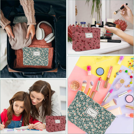 Kosmetiktasche – 2-teilig – Cord-gerippter Samt – Kompakt, luxuriös und geräumig