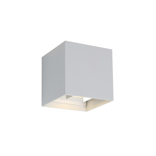 1 x Cube LED-Wandleuchte – für drinnen und draußen – verstellbarer Lichtstrahl 120° nach oben und unten – 6 Watt – 4000 K – grau mit natürlichem weißem Licht