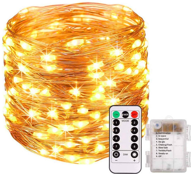 String Lights with 200 Leds - Outdoor - IP44 Waterproof - 20 m - Copper Wire - Timer - 8 Modes - String Lights for Garden, Room, Wedding, Party, Christmas - Warm White