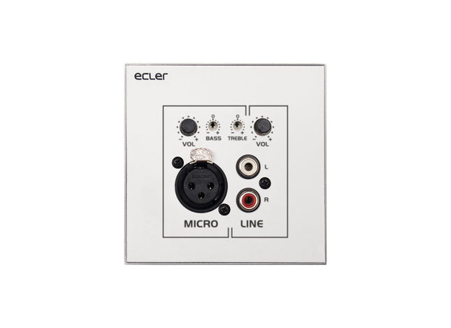 Wandpanel / Mico-Mixer, weiß, 2-Kanal, 1x XLR 3pol, 2x Cinch