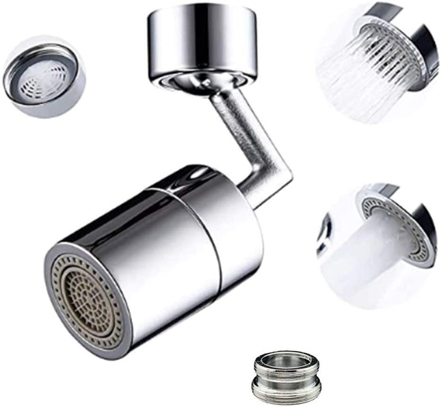 Universele sproeifilterkraan, 720° draaibare kraansproeikop met duurzaam koper en ABS anti-spatbescherming, met zuurstof verrijkt schuim, 4-laags gaasfilter