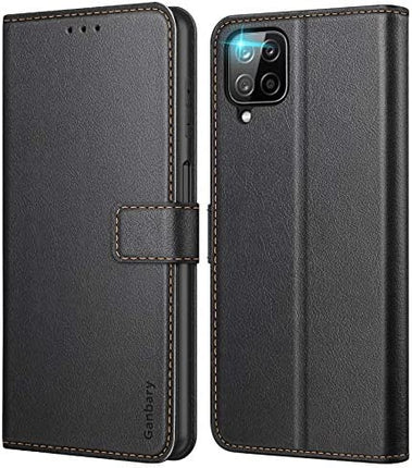 Hoes voor Mobiele Telefoon voor Samsung Galaxy A12 / M12 - Premium Lederen Flipcase - Kaartsleuven - Magneetsluiting - Stand functie - Compatibel met Samsung A12 Beschermhoes - Zwart