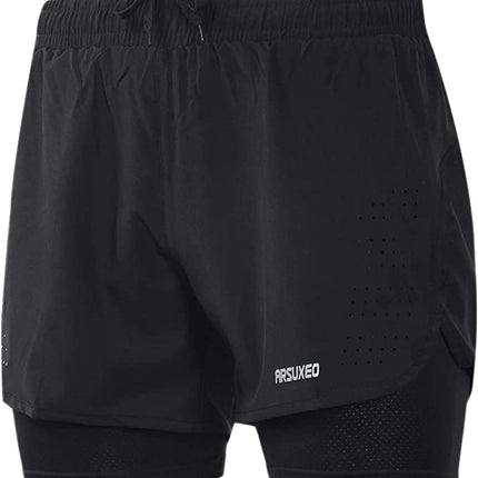 ARSUXEO Active Training Men's Running Shorts 2 in 1 B179 - Size M
