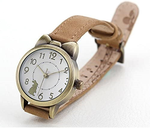 Children's watch - rabbit - light brown leather strap - with bronze bunny - Communion gift