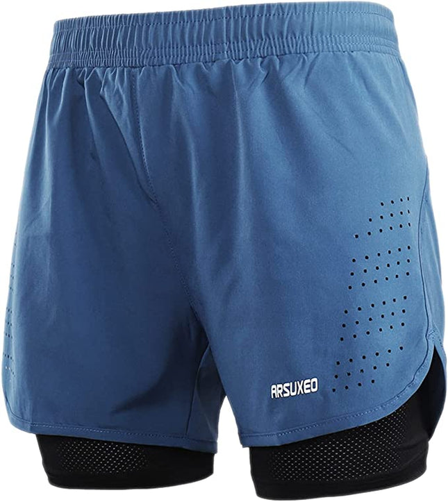 ARSUXEO Active Training Men's Running Shorts 2 in 1 B179 - Size M