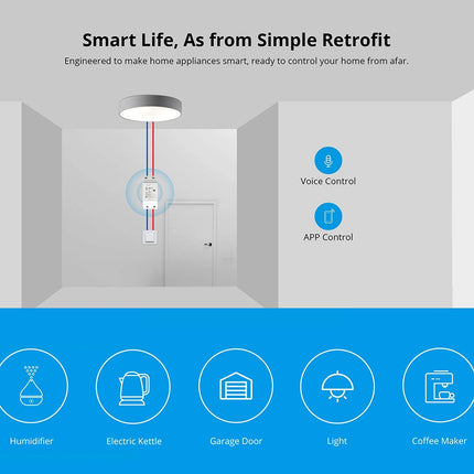 Intelligenter WLAN-Lichtschalter, 10 A, neue Version, Universalmodul für Automatisierungslösungen in der intelligenten Heimtechnik, funktioniert mit Alexa, Google Home (5 Stück)