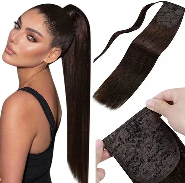 55cm Smooth Real Hair Ponytail Hair Piece Easy To Fit Clip In Real Hair Remi Real Natural Ponytail Clip In Extensions
