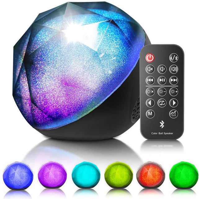 Bluetooth-Lautsprecher – farbenfroher Stereo-Sound – tragbarer Mini-LED-Lautsprecher mit Fernbedienung – wiederaufladbarer Akku – TF-Karte – AUX-Kabel – verstärkter Bass für iPhone Samsung – Bluetooth V4.1 – Lautsprecher 3 W 