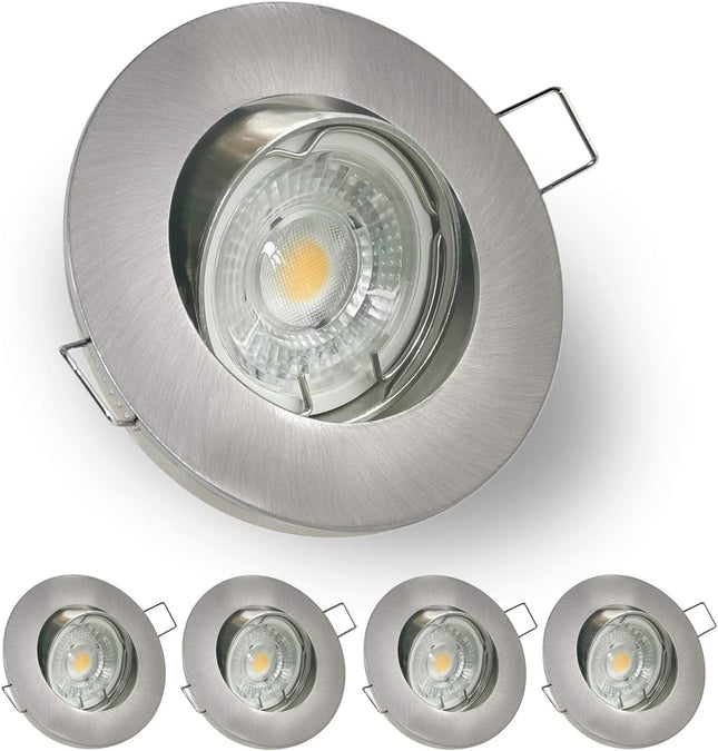 Recessed Spotlight - LED Downlight 5 X 7 W GU10 Warm White - 3000K LED Rotatable Downlight - Applicable in Living Room Bedroom Kitchen - 230V Aluminum Body - Cut-out 68mm [Energy Efficiency Class A ++] 