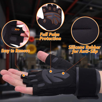 Fitness gloves - Training gloves with wrist support and palm protection - non-slip - ideal for weightlifting, crossfit, bodybuilding - Sports gloves for men and women - Size XXL