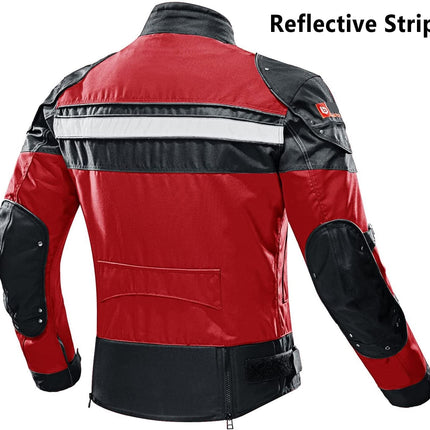 Motorcycle Jacket Motorcycle Jacket Windproof Full Body 5 Protective Gear Armor for Men Women Ladies...M Red