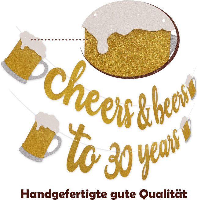 Luftschlangen zum 30. Geburtstag, Dekoration, Cheers &amp; Beers, Party