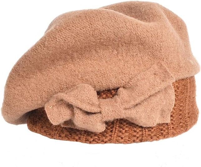 ladies berets 100% wool beret hat dress, beanie - khaki