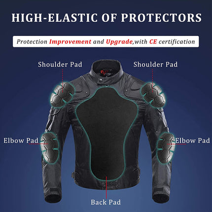 Motorcycle Jacket Motorcycle Jacket Windproof Full Body 5 Protective Gear Armor for Men Women Ladies...M Red