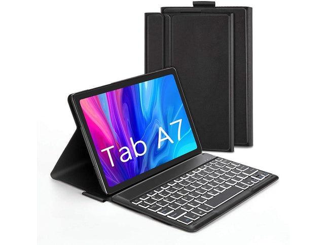 Bluetooth Backlit Keyboard Case for Samsung Tab A7 10.4 2020 (Model: SM-T500/T505//T507) Jelly Comb Wireless Detachable Keyboard Case with 7-color Backlight and Protective Cover Black