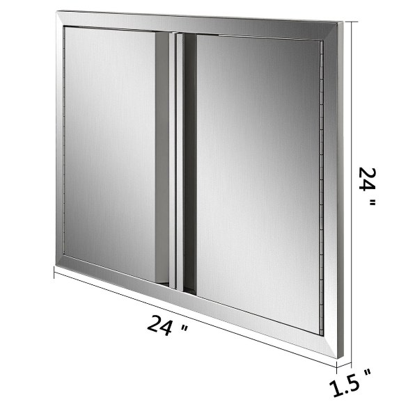 Grilltüren aus Edelstahl – 2 Türen 61 x 61 cm – Griffmulde – Außenküche