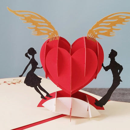 4 PACK Wings of Heart, Valentine 3D Pop Up Love Card, 3D Greeting Card, Pop Out Card, Paper Craft, Paper Supplies, Party Supplies, Birthday